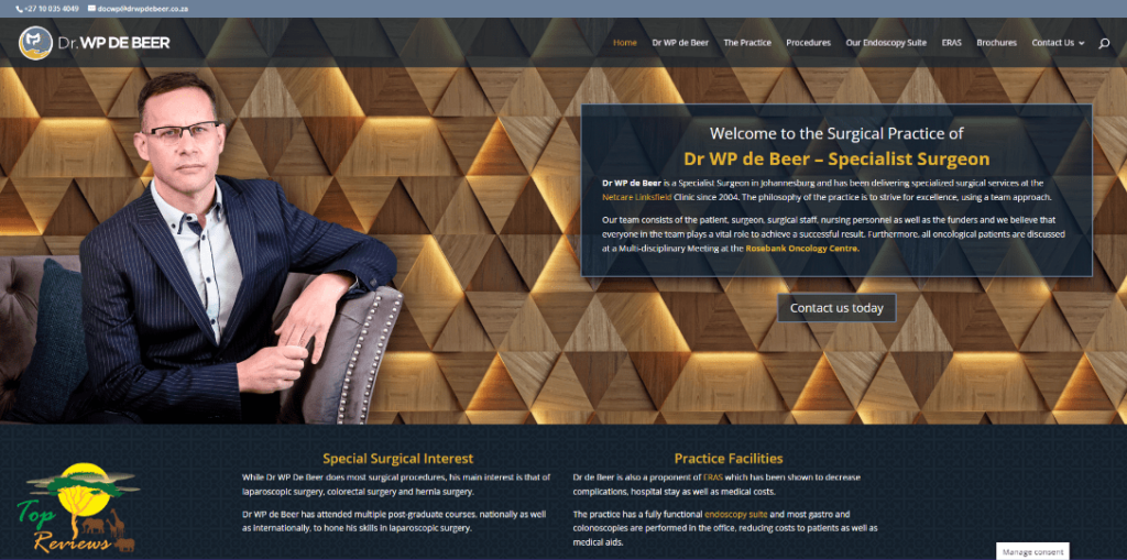 Dr WP de Beer Homepage