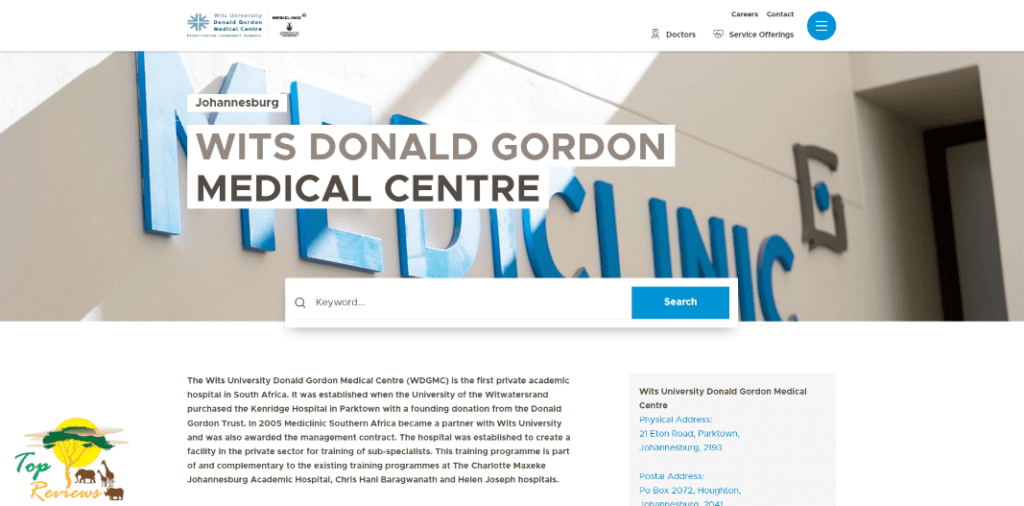Wits Donald Gordon Medical Centre Homepage