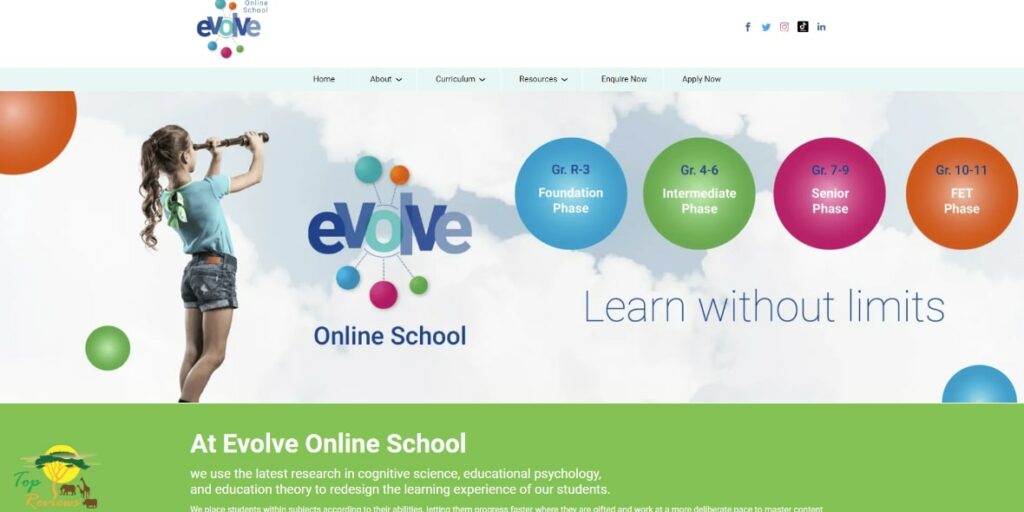 Evolve Online School Homepage