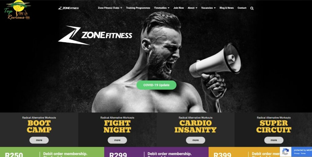 Zone Fitness Homepage